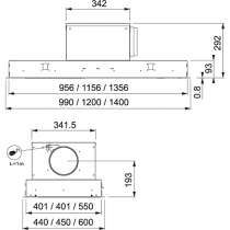 Hotte de plafond Confidence 140cm 839m3/h Inox - ROBLIN Réf. 6628860