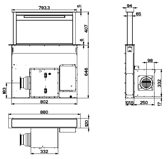 Hotte de plan Zelie 90cm 700m3/h verre Noir - ROBLIN Elite Réf