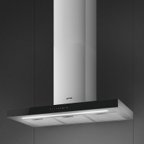 Hotte décorative 90cm 800 m3/h intensif Inox / verre Noir -SMEG Elite Réf. KBT9L4VN