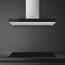 Hotte décorative 90cm 800 m3/h intensif Inox / verre Noir -SMEG Elite Réf. KBT9L4VN