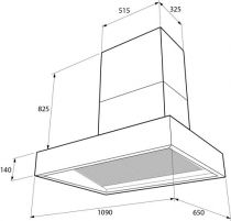 Hotte décorative Aga plate 110cm 800m3/h (puissance max.) Blanc AGA-HOOD-1090 SH-WHT
