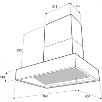 Hotte décorative Aga plate 90cm 800m3/h (puissance max.) Blanc AGA-HOOD-890 SH-WHT