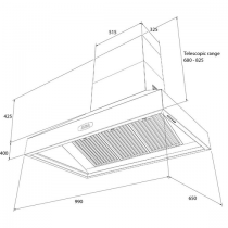 Hotte décorative Aga pyramidale 100cm 800m3/h (puissance max.) Aubergine AGA-HOOD-990 PH-AUB