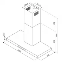 Hotte d&eacute;corative box 110cm 438 m&sup3;/h A Noir Brillant - SMEG Elite R&eacute;f. KBT110BL