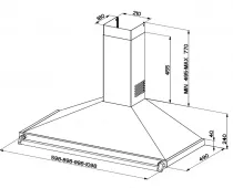 Hotte d&eacute;corative Falcon Classic Noir FCLAHDC90BL/B 90cm 480m3/h (puissance max.) avec barre et badge Laiton