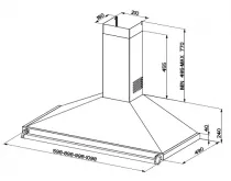 Hotte d&eacute;corative Falcon Noir FHDC90BL/C 90cm 480m3/h (puissance max.) avec badge Chrome