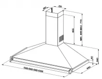 Hotte d&eacute;corative Falcon Plus Inox FHDCP90SS/C 90cm 630m3/h (puissance max.) avec badge Chrome