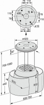Hotte décorative îlot 70cm 440m3/h (600m3/h intensif) Blanc - MIELE Réf. DA 7378 D Aura 4.0