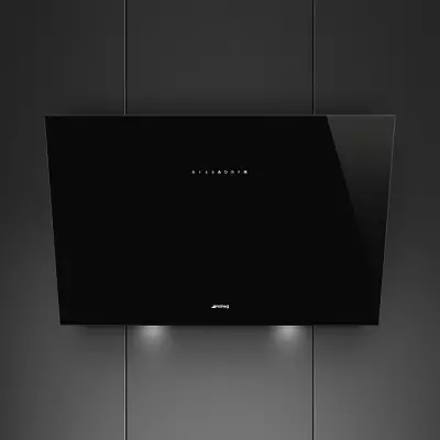 Hotte d�corative inclin�e 90cm 493m3/h (729m3/h intensif) verre Noir - SMEG Elite R�f. KV394N