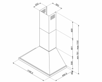 Hotte décorative Portofino 120cm 777m3/h Inox - SMEG ELITE Réf. KPF12X