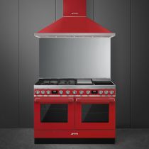 Hotte décorative Portofino 120cm 777m3/h Rouge - SMEG ELITE Réf. KPF12RD