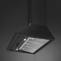 Hotte décorative pyramidale 90cm 630m3/h A+ Noir mat - SMEG Réf. KPF94MB