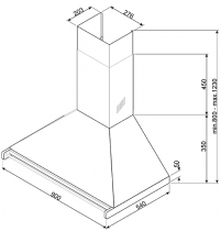 Hotte décorative pyramidale 90cm 871m3/h Inox - SMEG Réf. KD90HXE