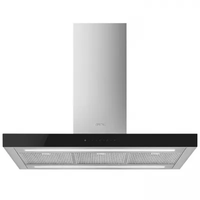 Hotte �lot 90cm 626m3/h (778m3/h intensif) Inox / verre Noir -SMEG Elite R�f. KBTI9L4VN