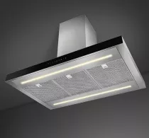 Hotte îlot 90cm 626m3/h (778m3/h intensif) Inox / verre Noir -SMEG Elite Réf. KBTI9L4VN