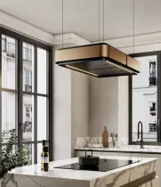 Hotte îlot Celeste 80cm Inox noir mat / cuivre - Roblin Réf. 6503203