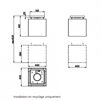 Hotte îlot Epsilone 40cm 620m3/h laqué Blanc - ROBLIN Réf. 5029017