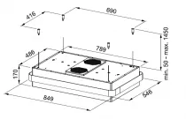Hotte &icirc;lot MYTHOS FMYS BKAN F80 KL 85cm 600m3/h Noir mat / Anthracite - FRANKE R&eacute;f. 463217