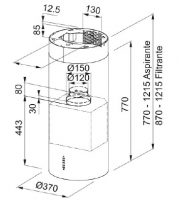 Hotte îlot TUBE FTU PLUS 3707 BK 37cm 570m3/h (670m3/h intensif) Noir - FRANKE Réf. 721943