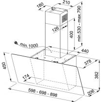 Hotte inclinée Evo Plus 90cm 720m3/h verre Blanc - FRANKE Réf. 470025