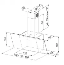Hotte inclin&eacute;e EVO PROJECT FPJ 915 BK 90cm 600m3/h Noir  - FRANKE R&eacute;f. 534646