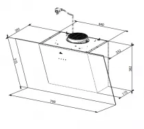 Hotte inclinée Opale 80cm 610m3/h (770m3/h intensif) verre Noir - Roblin Réf. 6486537