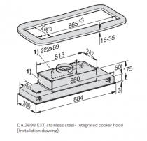 Hotte intégrée 88cm sans moteur Inox - MIELE Réf. DA 2698 EXT A IN
