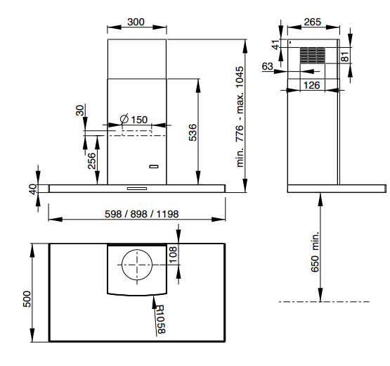 Hotte inclinée Vizio 90cm 576m3/h (760m3/h intensif) verre Noir - ROBLIN  Elite Réf. 6042271