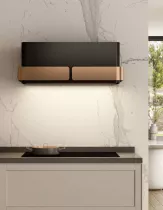 Hotte murale Ecrin 80cm 600m3/h (750m3/h intensif) Noir / Cuivre - Roblin Réf. 6503210