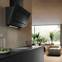 Hotte murale inclinée Capsule 90cm moteur déporté verre Noir (moteur en option) - ROBLIN Réf. 6411102