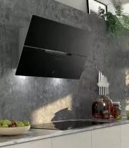 Hotte murale inclinée Molière 80cm évacuation 590m3/h (710m3/h intensif) verre Noir - Roblin Réf. 6480825