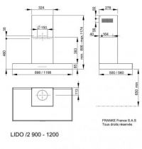 Hotte murale Lido/2 900 sans moteur Inox - ROBLIN Réf. 6033101