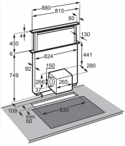 Hotte plan de travail 90cm 700m3/h Noir - AEG Réf. DDE5960B