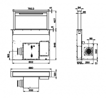 Hotte plan de travail Elina 90cm 700m3/h Inox / verre Noir - ROBLIN Réf. 5057003