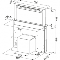 Hotte plan de travail FDW 908 IB XS 88cm 670m3/h Noir / Inox - FRANKE Réf. 558802