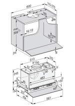 Hotte télescopique 60cm 380m3/h (600m3/h intensif) A+ Verre - MIELE Réf. DAS 4640
