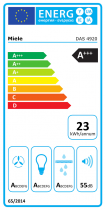 Hotte télescopique 90cm 400m3/h (600m3/h intensif) A+++ Noir mat - MIELE Réf. DAS 4920 masw