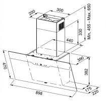 Hotte verticale inclinée MARIS FVAD A90 90cm 600m3/h (740m3/h intensif) Noir mat - FRANKE Réf. 090079