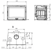 Insert &agrave; bois 7.8kW Inserto 70.165 ventil&eacute; - LA NORDICA R&eacute;f. 3009540