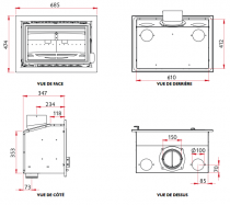 Insert à bois Bay 5VL 5kW Noir - CHARNWOOD Réf. 009/BAY05INVL