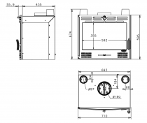 Insert à bois Godin 3258 10.5kW façade galbée peint Noir