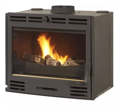 Insert � bois Godin 3258 10.5kW fa�ade galb�e peint Noir