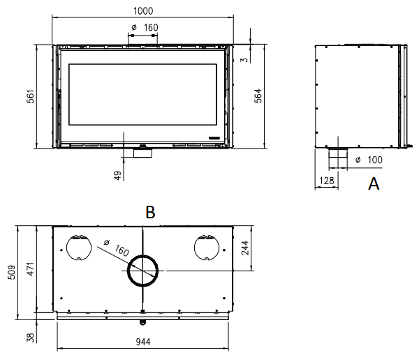 Insert à Bois 100 Wide 9 kW - Insert à bois La Nordica