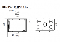 Insert à bois La Nordica 80 Wide 5.0 6016842 12.4kW 