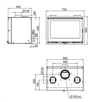 Insert à bois Vista 700 10kW Noir - DOVRE Réf. VISTA701iV2