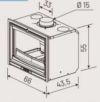 Insert MODANE 150 - 65-F Turbo porte fonte 7 kW peint anthracite  - GODIN Réf. 660202