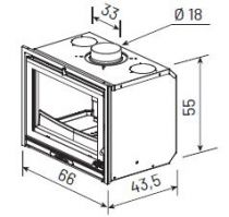 Insert MODANE 65-V sans turbo porte vitrée 7 kW peint anthracite  - GODIN Réf. 660205