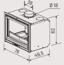 Insert MODANE 75-F sans turbo porte fonte 10 kW peint anthracite  - GODIN Réf. 660208