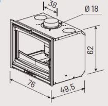 Insert MODANE 75-F turbo porte fonte 10 kW peint anthracite  - GODIN Réf. 660210