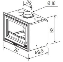 Insert MODANE 75-V sans turbo porte vitrée 10 kW peint anthracite  - GODIN Réf. 660209